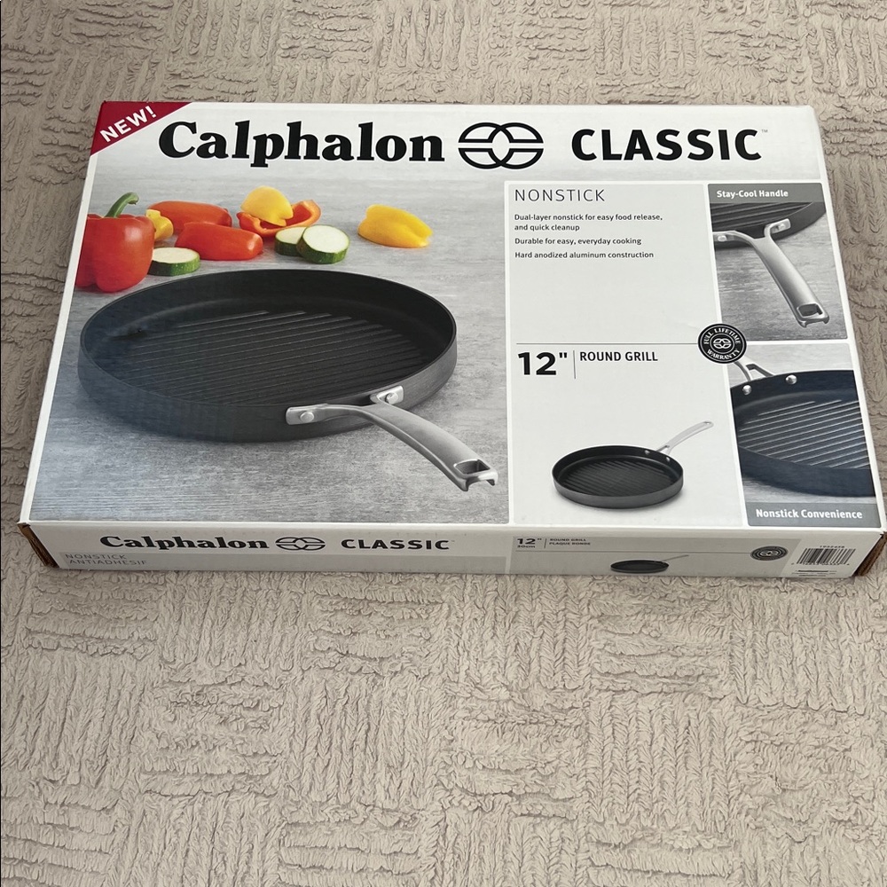 Calphalon Classic 12” round grill pan, New in box, Non-Stick Black Grill Pan - Picture 2 of 16